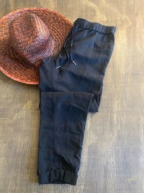 Joie Black Linen Blend Straight Leg Pants